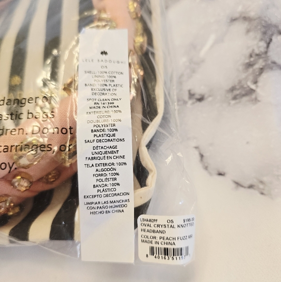 Lele Sadoughi Oval Crystal Knotted Headband in Peach Fuzz - Picture 8 of 8